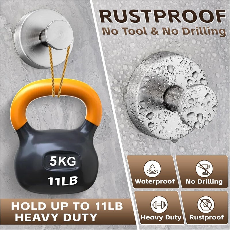 Supopular Reusable Heavy Duty Suction Cup Hooks for Kitchen/Bathroom/Shower - Wet-Proof Hooks for Towels, Robes, Loofah&Wreaths/No Drill Mounting on Glass, Tile, Metal (2, Brushed Nickel) - Image 2